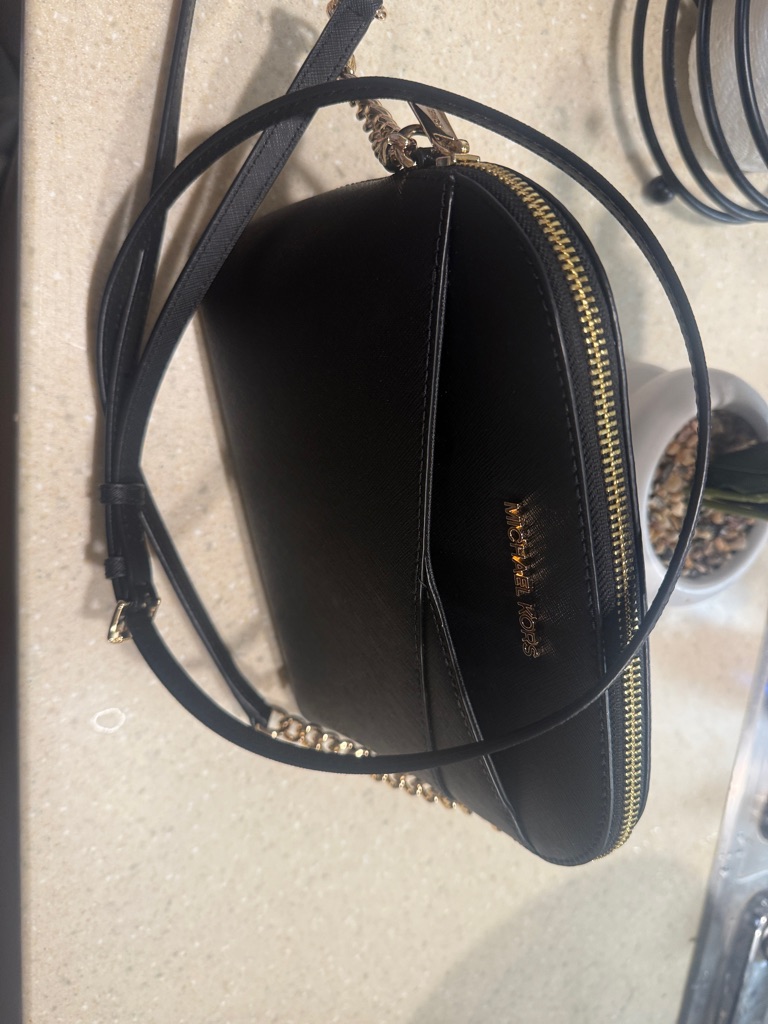 Michael Kors Black Leather Crossbody With Gold Hardware